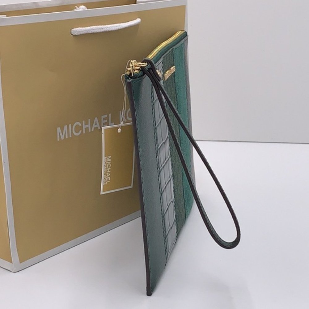 Michael Kors JST XL Zip Clutch Wristlet - Racing Green Multi - Picture 10 of 15